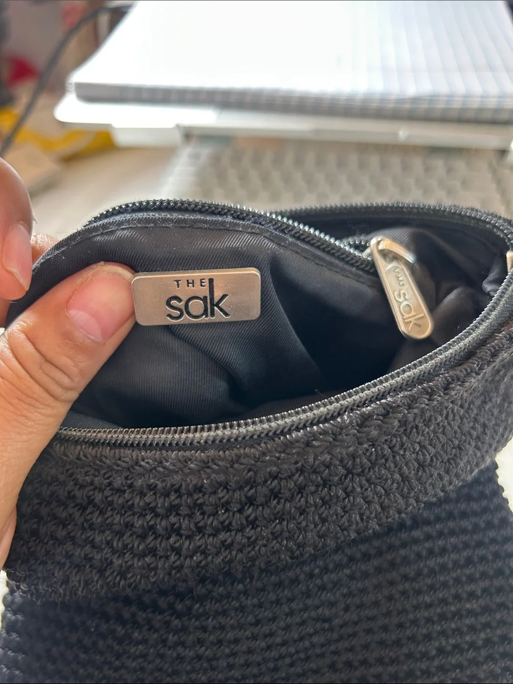 The Sak Black Crochet Crossbody Bag